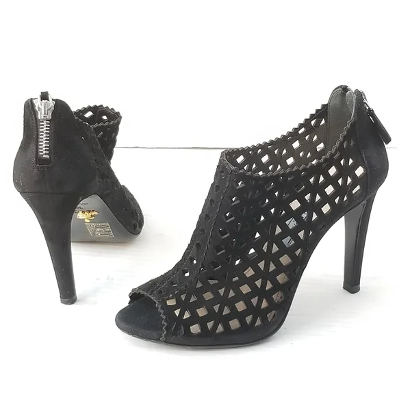 Prada cutout Black booties heels